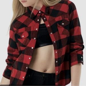 BALERA URBAN GROOVE AH3623 Red Black Buffalo Plaid Flannel Shirt LA